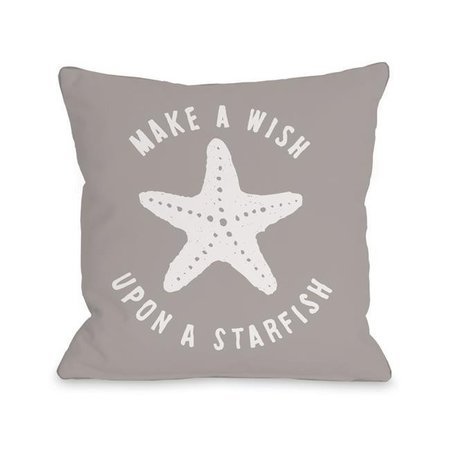 ONE BELLA CASA One Bella Casa 75015CSES Make a Wish Starfish Standard Pillowcase; Tan & Blue 75015CSES